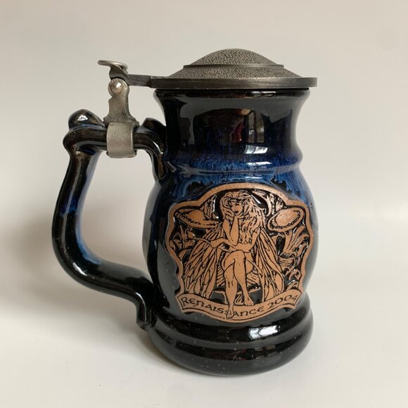 2004 Renaissance Festival Pewter Lidded Beer Stein Pottery Ceramic - Picture 1 of 7